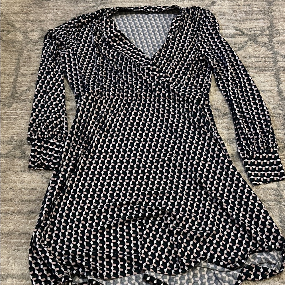 Adrianna Papell Black and White Geometric Dress